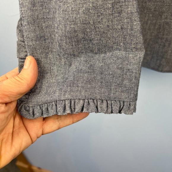 J. Crew Regent Four-Season Chambray Blazer Size 12 Ruffle Trim Striped Lining - Picture 9 of 11